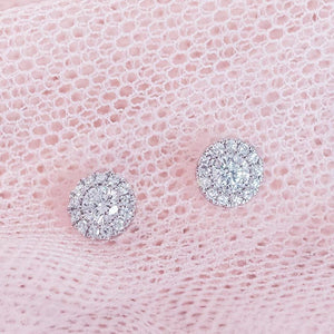 round diamond halo earrings