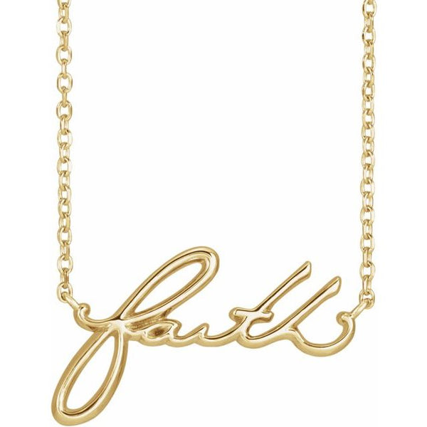 "faith" cursive script necklace