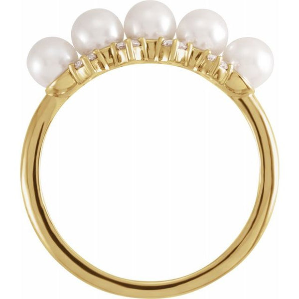 Pearl Akoya Pearl and Diamond Stackable Ring