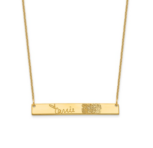 id bar necklace